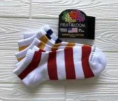 FRUIT OF THE LOOM ボーダーソックス 25-27cm 靴下 3Pのサムネイル