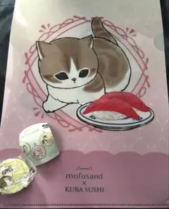 最終価格 mofusandくら寿司コラボ クリアファイル ビッくらポン 缶バッジ