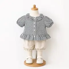 Combimini チェック柄 ブラウス 80cm さくらんぼ刺繍