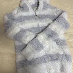 【美品】ジェラートピケ ボーダー ルームウェア パーカー もこもこ　ブルー