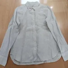 無印良品　リネン100%長袖シャツ　洗いざらし　ライトグレー