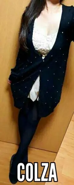 COLZA★ストーン付き○ロング丈カーディガン＊薄ニット○