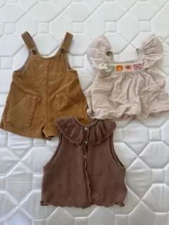 未使用あり　ベビー服 3点セット フリル・刺繍付き