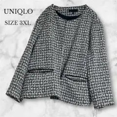 ユニクロ　ツイードノーカラージャケット　フォーマル　総柄　入園式　卒園式　3XL