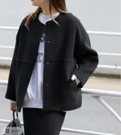 ジャーナルスタンダード スーパー140ビーバーノーカラーショートコート ブラック