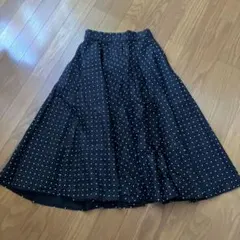 UNIQLO ドット柄 フレアロングスカート ブラック M