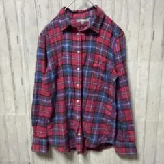 ユニクロ フランネルシャツ チェック 長袖 ブラウス カジュアル L