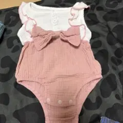 SHEIN フリルリボンロンパース 1-3M