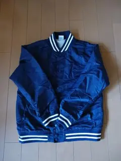 CHAMPION ネイビー ナイロンジャケット ストライプリブ付き