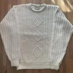 80s 90s アイルランド製　ウールニット　アランニット　フィッシャーマン