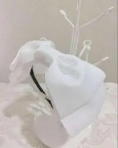 ☆再販【B-21・白】ビッグリボン・カチューシャ(キッズ・大人用