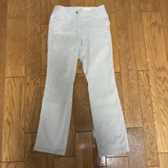 マンシングウェア　レディースゴルフウェアパンツ7号　グレー×白格子柄