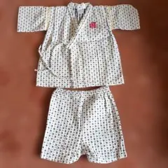 キッズ 甚平 上下セット 紺色 井桁柄