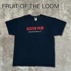 90sFRUITOFTHELOOM Tシャツ半袖ブラック黒カレッジバスケ古着XL