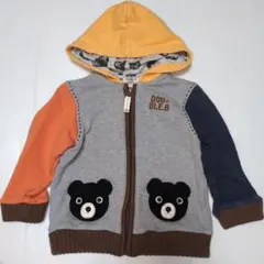 90★ミキハウスダブルB★編みくろくま付き！パーカートレーナー★