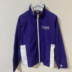 【USA古着】カレッジロゴ ナイロンジャケット 紫×白 M トラックジャケット