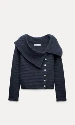 ZARA ダークグレー オフショルダー ニット S