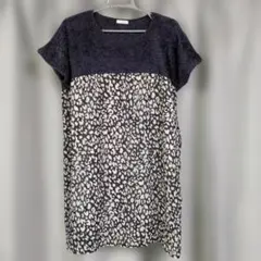 ネイビーとホワイトの半袖チュニックワンピース