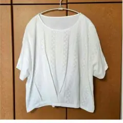 ☆セール☆【新品】大きいサイズ3Ｌ　ホワイト レース風 半袖Tシャツ　ゆったりのサムネイル