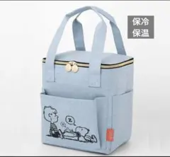 外出、保温、保冷に便利なオックスフォード布製小型ハンドバッグスヌーピ（水色）
