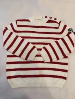 赤と白のストライプ ニットセーター 24m/86cm