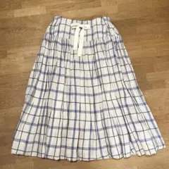 RICORRROBE リネンスカート ブルーチェック（やや難あり） knrn.｜リネン好きのひとめぼれスカート - キナリノコエ(キナリノコエ
