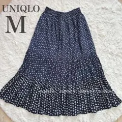 UNIQLO x ポールアンドジョー ティアード ロングスカート M ネイビー紺