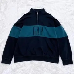 ギャップ ハーフジップ スウェット ヴィンテージ 刺繍 XL