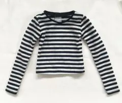 レア アゾンAZONE 1/3「50長袖Ｔシャツ」ブラック×ホワイトボーダー