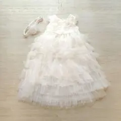 ベビー　ドレス　ウェディングドレス　ローズ　ヘッドドレス付き　記念日　バースデー
