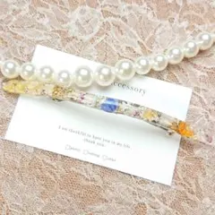 SALE1420＊ハンドメイド♡押し花のバレッタ