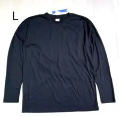 未使用 メンズ 天竺 長袖 クルーネック Tシャツ 長袖 カットソー L 黒