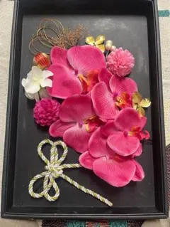 和装髪飾り 玫紅（ローズピンク） 胡蝶蘭 水引 成人式 卒業式 結婚式 前撮り