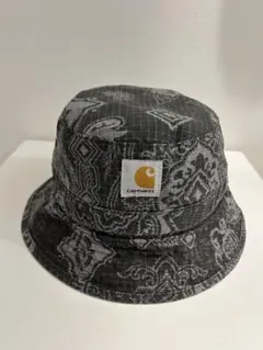 carhartt バケットハット　ペイズリー柄グレー