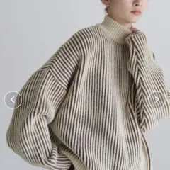 select MOCA バイカラーリブ編みオーバーニット