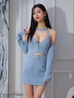 2way♥バストカットダブルジップラメセットアップミニキャバドレス