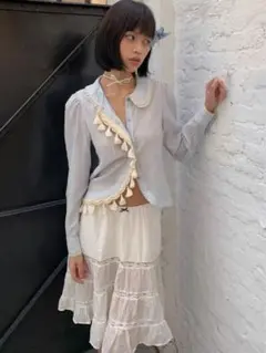 chipchipshop アイボリー レース フリンジ アシンメトリー ブラウス 