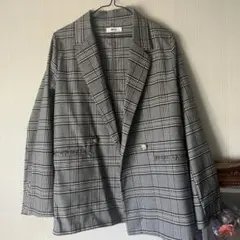 【WEGO】グレー系チェック ダブルブレストジャケット
