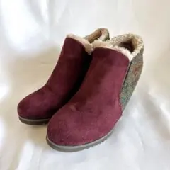 Harris Tweed ハリスツイード ショート ブーツ レッド Mサイズ