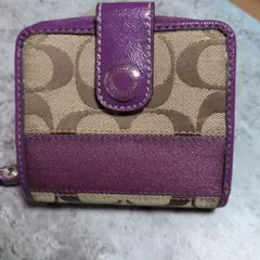 COACH コーチ2つ折り財布 シグネチャー パープル