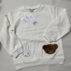 新品　プティマイン　裏毛　ミッフィー　ボリス　刺繍トレーナー 120cm