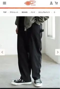 BEAMS ストレッチ ペインターパンツ 黒 M