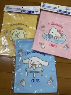 ポムポムプリン・ハローキティ・シナモロール 巾着ポーチセット