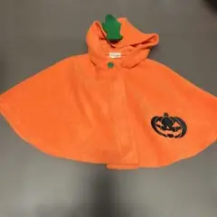 ハロウィン　かぼちゃデザイン フード付きポンチョ 100-110