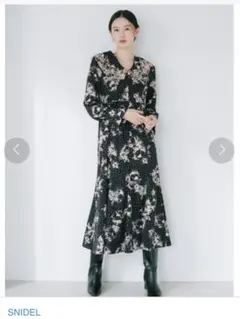 snidel ビッグエンブロイダリーカラープリントワンピース