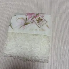 미사용 シール付 HANAE MORI ハナエモリ 大判レースハンカチ 花柄