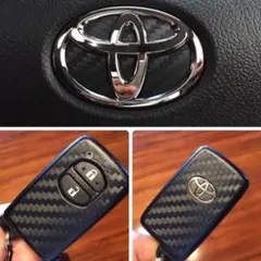 送料無料！トヨタ車用ハンドルＴマーク、リモコン用カーボン調３Ｍダイノックシート！