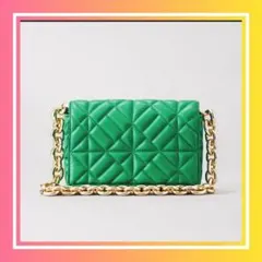 【匿名配送】チェーン バッグ キルティング 緑 #M0067