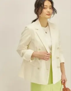 SHIPS 春ホワイト ダブルブレスト テーラードジャケット白ジャケ