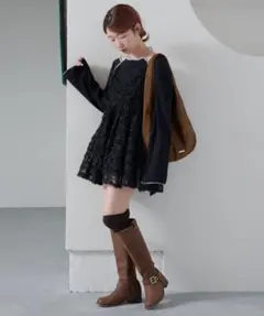 新品 Kastane 【前後2way】ウェーブ刺繍チュールチュニック